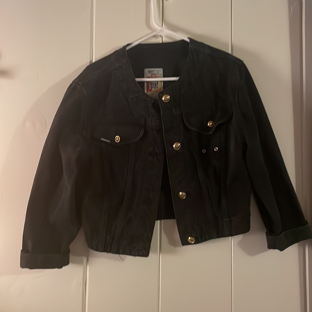 VINTAGE Jordache Gold black jean jacket